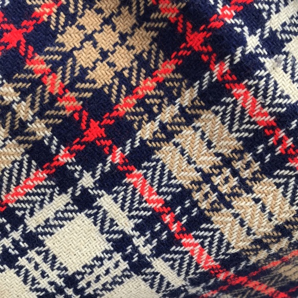 Vintage 1960s 1970s Navy, Red, Cream, & Tan Preppy Classic Plaid Button Up Vest - Picture 6 of 6